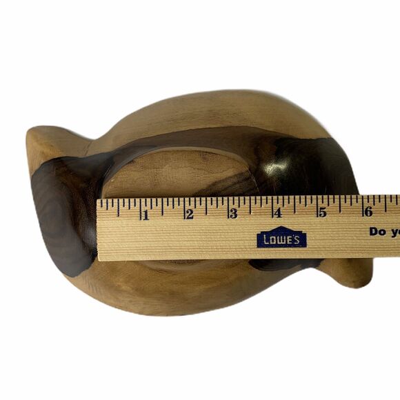 Two Tone Wood Bowl S Shaped Wooden 10” Trinket Dish Catch All READ - Picture 11 of 11